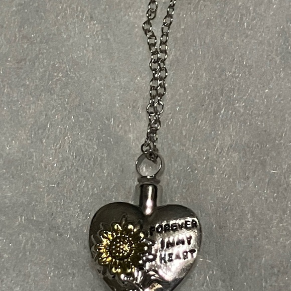 Sunflower Forever In My Heart Cremation Urn Necklace - Picture 2 of 6